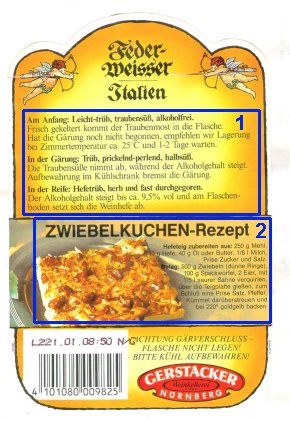 Etikett der Rückseite